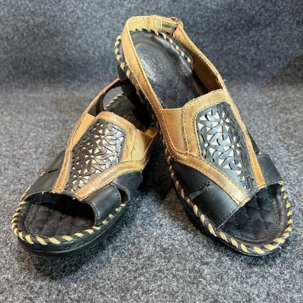 Ariat Del Ray Leather Sandals Black Brown Adjustable Comfort Size 8B